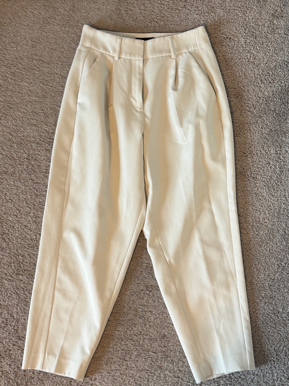 Express Cream High-Rise Pleat Front Trousers